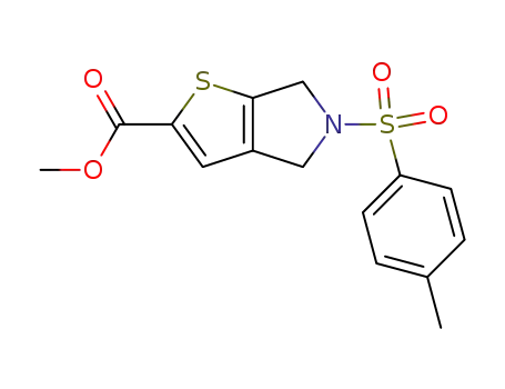 Molecular Structure of 28694-60-2 (5-(toluene-4-sulfonyl)-5,6-dihydro-4<i>H</i>-thieno[2,3-<i>c</i>]pyrrole-2-carboxylic acid methyl ester)