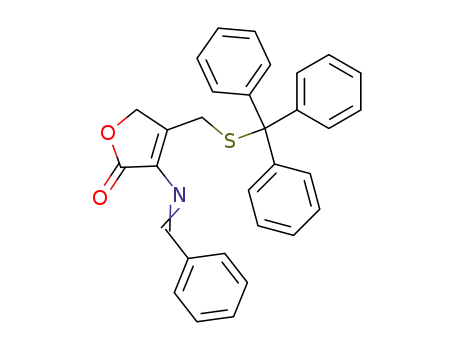 3-benzylideneamino-4-tritylsulfanylmethyl-5<i>H</i>-furan-2-one