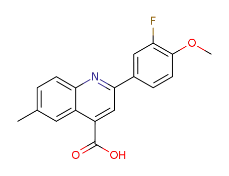Molecular Structure of 442-44-4 (2-(3-fluoro-4-methoxy-phenyl)-6-methyl-quinoline-4-carboxylic acid)