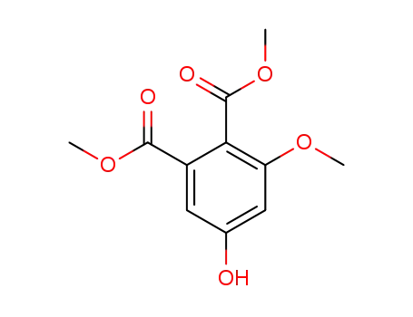 Molecular Structure of 65212-19-3 (1,2-Benzenedicarboxylic acid, 5-hydroxy-3-methoxy-, dimethyl ester)