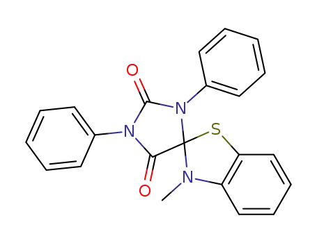 Molecular Structure of 34547-44-9 (3-methyl-1',3'-diphenyl-3<i>H</i>-spiro[benzothiazole-2,4'-imidazolidine]-2',5'-dione)