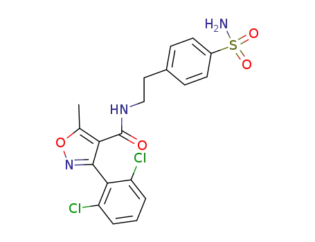 Molecular Structure of 24477-34-7 (3-(2,6-dichloro-phenyl)-5-methyl-isoxazole-4-carboxylic acid 4-sulfamoyl-phenethylamide)