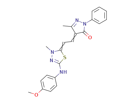 4-{2-[5-(4-methoxy-anilino)-3-methyl-3<i>H</i>-[1,3,4]thiadiazol-2-ylidene]-ethylidene}-5-methyl-2-phenyl-2,4-dihydro-pyrazol-3-one