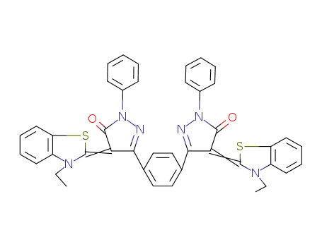 4,4'-bis-(3-ethyl-3<i>H</i>-benzothiazol-2-ylidene)-2,2'-diphenyl-2,4,2',4'-tetrahydro-5,5'-<i>p</i>-phenylene-bis-pyrazol-3-one