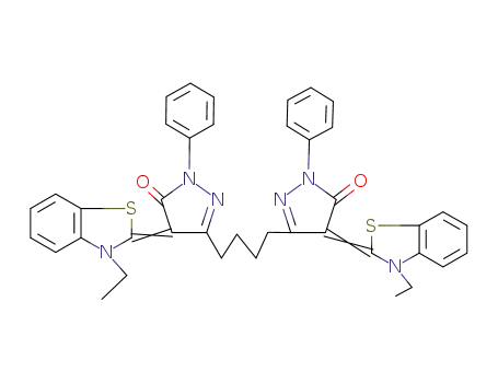 4,4'-bis-(3-ethyl-3<i>H</i>-benzothiazol-2-ylidene)-2,2'-diphenyl-2,4,2',4'-tetrahydro-5,5'-butane-1,4-diyl-bis-pyrazol-3-one