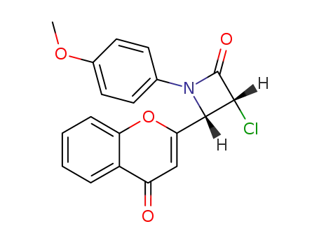 Molecular Structure of 65160-36-3 (2-Azetidinone,
3-chloro-1-(4-methoxyphenyl)-4-(4-oxo-4H-1-benzopyran-2-yl)-, trans-)