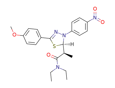 (<i>RS</i>)-<i>N</i>,<i>N</i>-diethyl-2-[(<i>SR</i>)-5-(4-methoxy-phenyl)-3-(4-nitro-phenyl)-2,3-dihydro-[1,3,4]thiadiazol-2-yl]-propionamide