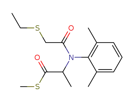 Molecular Structure of 62939-35-9 (Propanethioic acid, 2-[(2,6-dimethylphenyl)[(ethylthio)acetyl]amino]-,
S-methyl ester)