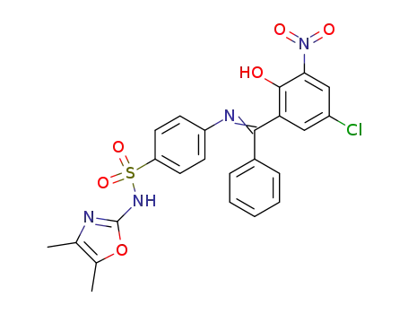 Molecular Structure of 93486-50-1 (4-{[1-(5-Chloro-2-hydroxy-3-nitro-phenyl)-1-phenyl-meth-(E)-ylidene]-amino}-N-(4,5-dimethyl-oxazol-2-yl)-benzenesulfonamide)