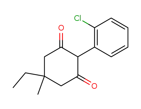 Molecular Structure of 68429-05-0 (2-(2-Chloro-phenyl)-5-ethyl-5-methyl-cyclohexane-1,3-dione)