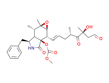 Molecular Structure of 81657-75-2 (Carbonic acid (1aR,2S,3S,5aS,6S,6aS)-3-benzyl-6-((E)-(4S,6S)-6-hydroxy-4,6-dimethyl-5,8-dioxo-oct-1-enyl)-1a,2-dimethyl-5-oxo-octahydro-1-oxa-4-aza-cyclopropa[f]inden-5a-yl ester methyl ester)