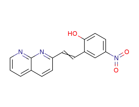 Molecular Structure of 123302-66-9 (2-((E)-2-[1,8]Naphthyridin-2-yl-vinyl)-4-nitro-phenol)