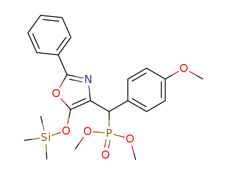 Molecular Structure of 135887-80-8 ([(4-Methoxy-phenyl)-(2-phenyl-5-trimethylsilanyloxy-oxazol-4-yl)-methyl]-phosphonic acid dimethyl ester)