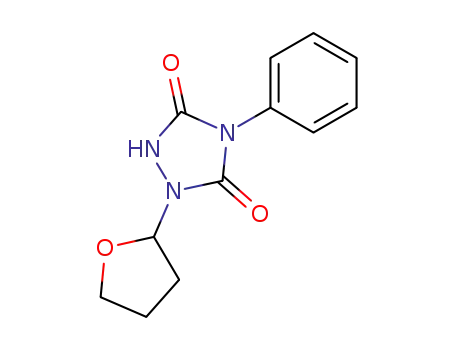 Molecular Structure of 63376-27-2 (1,2,4-Triazolidine-3,5-dione, 4-phenyl-1-(tetrahydro-2-furanyl)-)