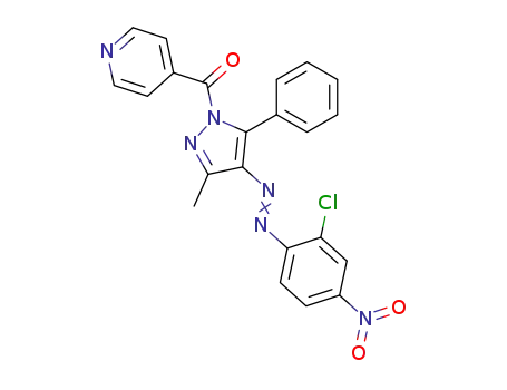 Molecular Structure of 89010-72-0 (1H-Pyrazole,
4-[(2-chloro-4-nitrophenyl)azo]-3-methyl-5-phenyl-1-(4-pyridinylcarbonyl)
-)