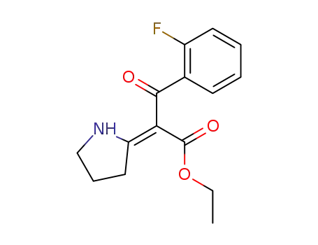 Molecular Structure of 77444-63-4 (α-(2-Fluorobenzoyl)pyrrolidine-Δ<sup>2,α</sup>-acetic Acid Ethyl Ester)