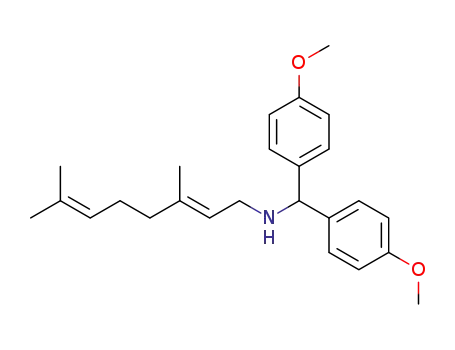 Molecular Structure of 70729-15-6 ([Bis-(4-methoxy-phenyl)-methyl]-((E)-3,7-dimethyl-octa-2,6-dienyl)-amine)