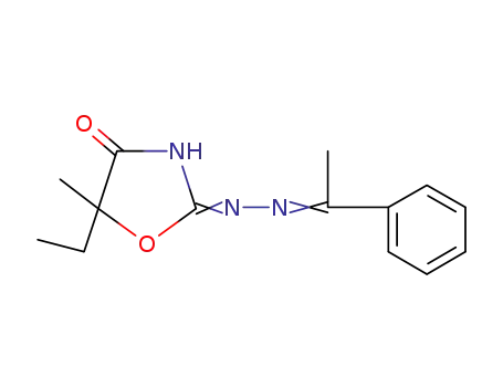 Molecular Structure of 7713-35-1 (5-ethyl-5-methyl-oxazolidine-2,4-dione 2-[(1-phenyl-ethylidene)-hydrazone])