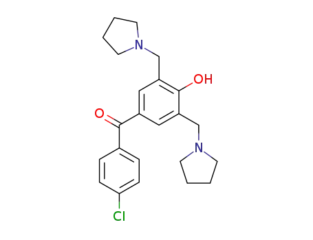 Molecular Structure of 94042-64-5 (Methanone,
(4-chlorophenyl)[4-hydroxy-3,5-bis(1-pyrrolidinylmethyl)phenyl]-)