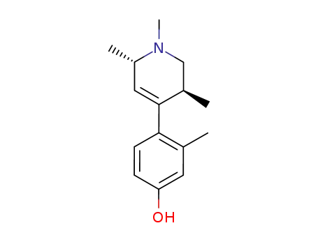 Molecular Structure of 108332-84-9 (trans-1,2,5-Trimethyl-4-(4-hydroxy-3-methylphenyl)-Δ<sup>3</sup>-tetrahydropyridine)