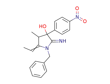 Molecular Structure of 88875-58-5 (3-Pyrrolidinol,
5-ethylidene-2-imino-4-methyl-3-(4-nitrophenyl)-1-(phenylmethyl)-)