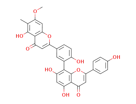 4H-1-Benzopyran-4-one,
5,7-dihydroxy-8-[2-hydroxy-5-(5-hydroxy-7-methoxy-6-methyl-4-oxo-4H-
1-benzopyran-2-yl)phenyl]-2-(4-hydroxyphenyl)-