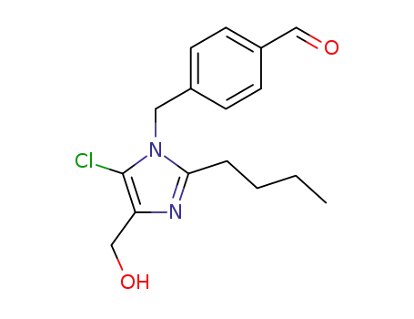 Molecular Structure of 125665-59-0 (4-(2-Butyl-5-chloro-4-hydroxymethyl-imidazol-1-ylmethyl)-benzaldehyde)