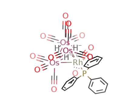 Molecular Structure of 94524-77-3 (1,1,2,2,2,3,3,3,4,4-undecacarbonyl-1,2;2,3;3,4-tri-μ-hydrido-1-triphenylphosphinerhodiumtriosmium(3 Rh-Os, 3 Os-Os))