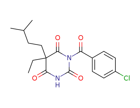 Molecular Structure of 67019-65-2 (1-(4-chloro-benzoyl)-5-ethyl-5-(3-methyl-butyl)-pyrimidine-2,4,6-trione)