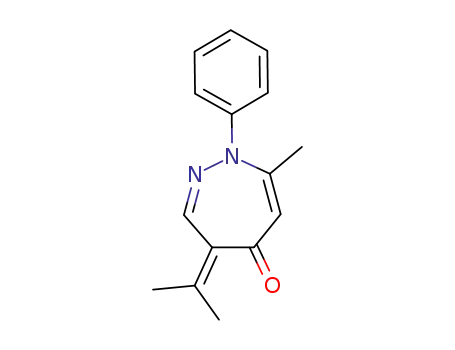 Molecular Structure of 105786-83-2 (5H-1,2-Diazepin-5-one,
1,4-dihydro-7-methyl-4-(1-methylethylidene)-1-phenyl-)