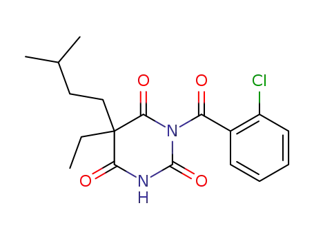 Molecular Structure of 119410-31-0 (1-(2-Chloro-benzoyl)-5-ethyl-5-(3-methyl-butyl)-pyrimidine-2,4,6-trione)