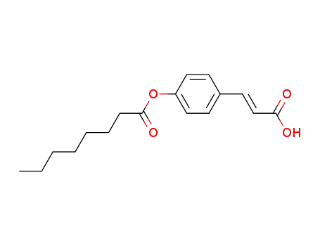 Molecular Structure of 62718-66-5 (Octanoic acid, 4-(2-carboxyethenyl)phenyl ester, (E)-)