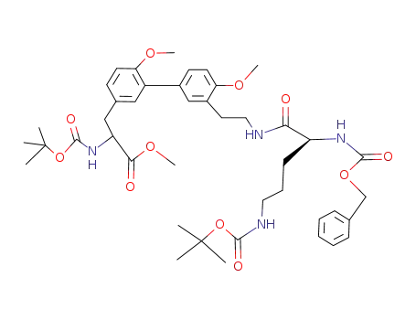 3-<3-<2-<N<sup>α</sup>-benzyloxycarbonyl-N<sup>δ</sup>-tert-butoxycarbonyl-(S)-ornithylamino>ethyl>-4-methoxyphenyl>-N-tert-butoxycarbonyl-O-methyl-(S)-tyrosinemethyl ester