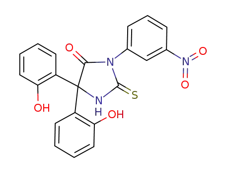 Molecular Structure of 82844-27-7 (5,5-Bis-(2-hydroxy-phenyl)-3-(3-nitro-phenyl)-2-thioxo-imidazolidin-4-one)