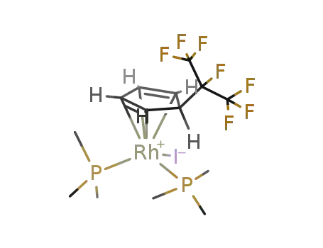 Molecular Structure of 185224-80-0 ((η4-C5H5CF(CF3)2)Rh((CH3)3P)2I)