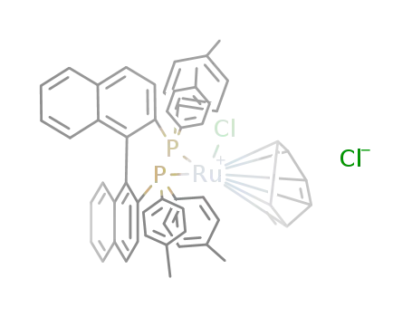 Molecular Structure of 854274-96-7 (Ruthenium(1+), (h6-benzene)[(1R)-[1,1'-binaphthalene]-2,2'-diylbis[bis(4-methylphenyl)p hosphine-kP]]chloro-, chloride)