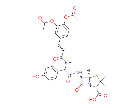 (2S,5R,6R)-6-[2-[(E)-3-(3,4-Diacetoxy-phenyl)-acryloylamino]-2-(4-hydroxy-phenyl)-acetylamino]-3,3-dimethyl-7-oxo-4-thia-1-aza-bicyclo[3.2.0]heptane-2-carboxylic acid
