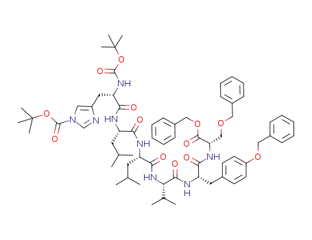 L-Serine,
N-[N-[N-[N-[N-[N,1-bis[(1,1-dimethylethoxy)carbonyl]-L-histidyl]-L-leucyl]-
L-leucyl]-L-valyl]-O-(phenylmethyl)-L-tyrosyl]-O-(phenylmethyl)-,
phenylmethyl ester