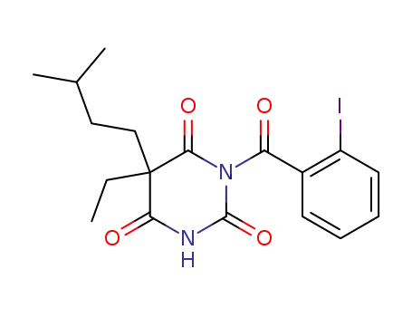Molecular Structure of 119410-33-2 (5-Ethyl-1-(2-iodo-benzoyl)-5-(3-methyl-butyl)-pyrimidine-2,4,6-trione)