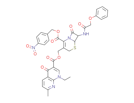 (6R-trans)-3-<<<(1-ethyl-1,4-dihydro-7-methyl-4-oxo-1,8-naphthyridin-3-yl)carbonyl>oxy>methyl>-8-oxo-7-<(phenoxyacetyl)amino>-5-thia-1-azabicyclo<4.2.0>oct-2-ene-2-carboxylic acid (4-nitrophenyl)methyl ester