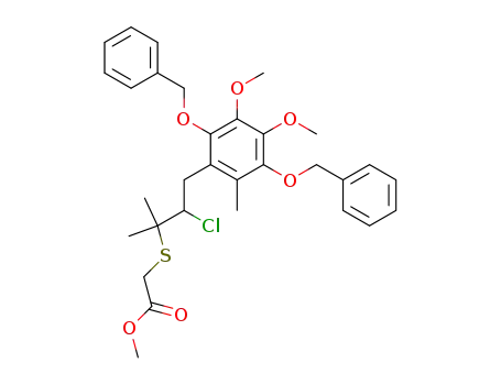 [3-(2,5-Bis-benzyloxy-3,4-dimethoxy-6-methyl-phenyl)-2-chloro-1,1-dimethyl-propylsulfanyl]-acetic acid methyl ester