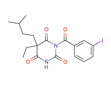 Molecular Structure of 119410-34-3 (5-Ethyl-1-(3-iodo-benzoyl)-5-(3-methyl-butyl)-pyrimidine-2,4,6-trione)
