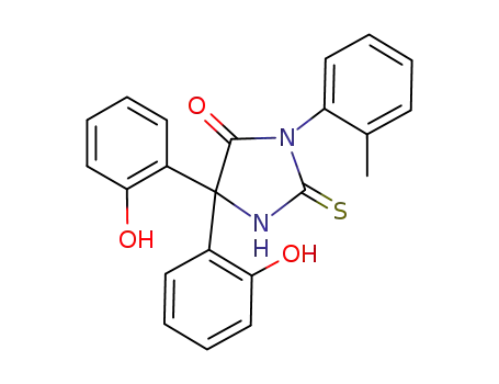 Molecular Structure of 82844-23-3 (5,5-Bis-(2-hydroxy-phenyl)-2-thioxo-3-o-tolyl-imidazolidin-4-one)