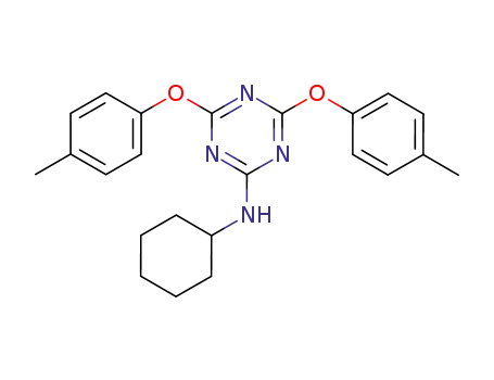 Molecular Structure of 79922-90-0 ((4,6-Bis-p-tolyloxy-[1,3,5]triazin-2-yl)-cyclohexyl-amine)