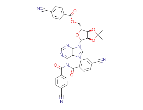 Molecular Structure of 93135-67-2 (Adenosine, N,N-bis(4-cyanobenzoyl)-2',3'-O-(1-methylethylidene)-,
5'-(4-cyanobenzoate))