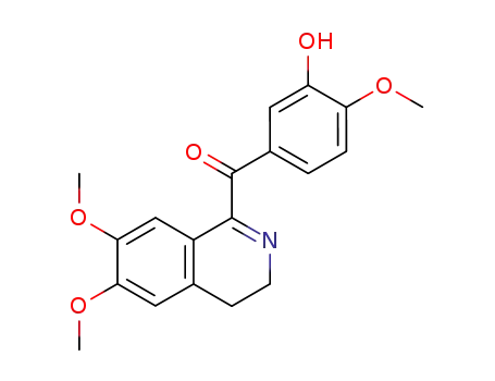 Molecular Structure of 62926-27-6 (Methanone,
(3,4-dihydro-6,7-dimethoxy-1-isoquinolinyl)(3-hydroxy-4-methoxyphenyl)
-)