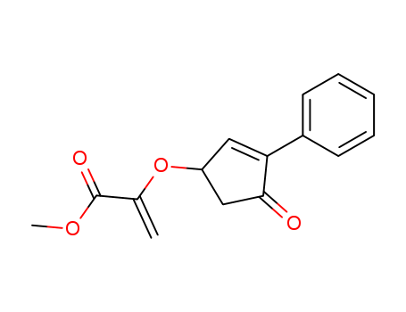 Molecular Structure of 114861-90-4 (2-Propenoic acid, 2-[(4-oxo-3-phenyl-2-cyclopenten-1-yl)oxy]-, methyl
ester)