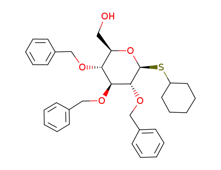 Molecular Structure of 130515-38-7 (cyclohexyl 2,3,4-tri-O-benzyl-1-thio-β-D-glucopyranoside)