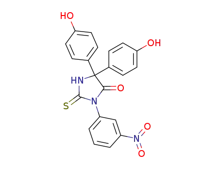 Molecular Structure of 82844-40-4 (5,5-Bis-(4-hydroxy-phenyl)-3-(3-nitro-phenyl)-2-thioxo-imidazolidin-4-one)