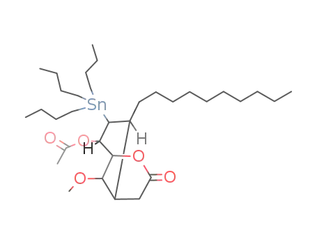 Molecular Structure of 142030-38-4 (2-Oxabicyclo[3.3.1]nonan-3-one,
8-(acetyloxy)-6-decyl-9-methoxy-7-(tributylstannyl)-)
